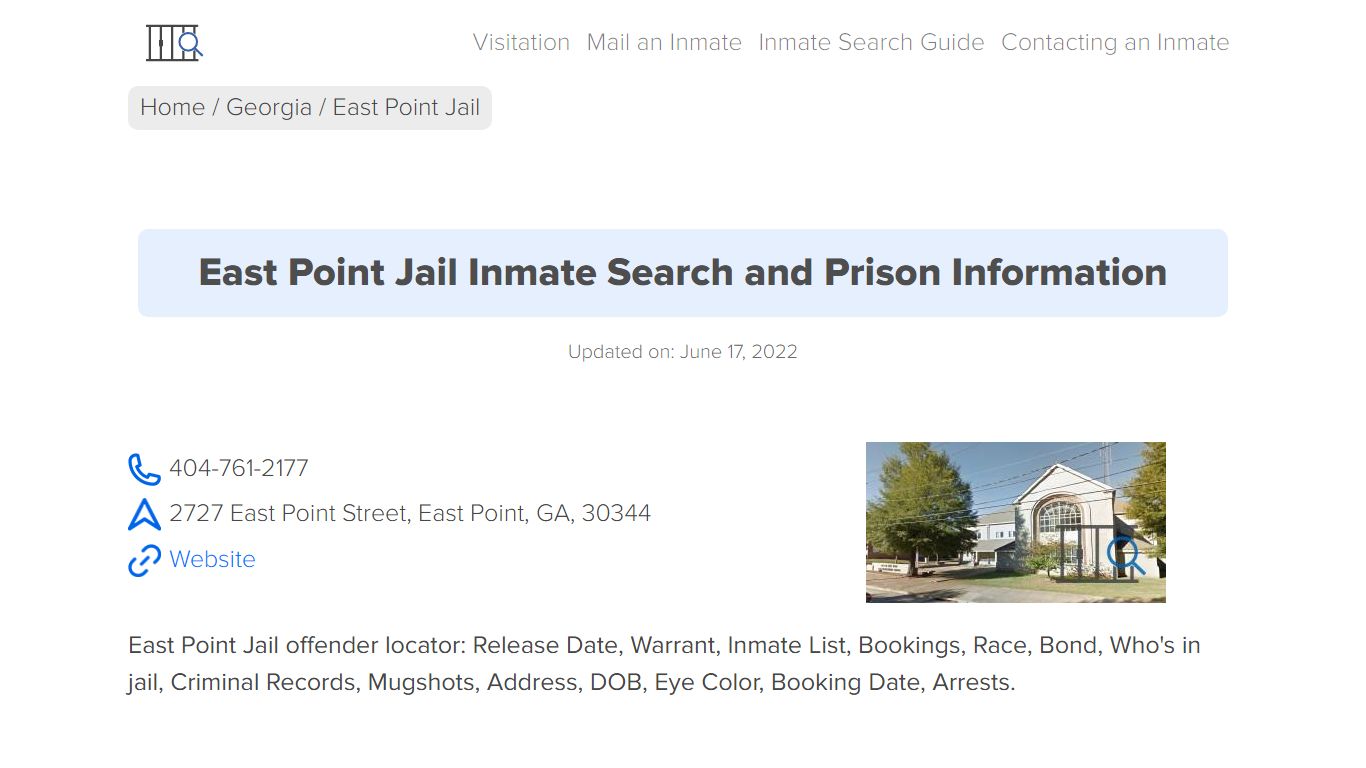 East Point Jail Inmate Search, Visitation, Phone no ...